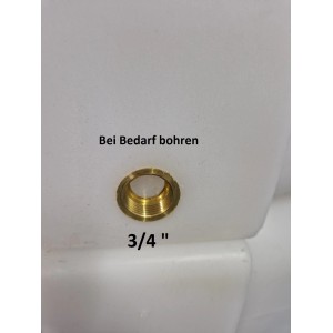 Nahaufnahme des weißen KMND 80L Trinkwasser Wassertanks mit 3/4 Zoll Innengewinde-Anschluss. Hinweis: Bei Bedarf bohren.
