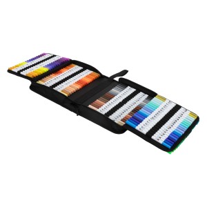 ECD Germany Doppelfasermaler Set mit 120 Farben im geöffneten Mäppchen. Bastelfarben für tolle Ergebnisse.