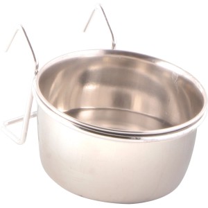 Trixie Edelstahlnapf mit Halter, 150 ml, für Vogelkäfige & Volieren.