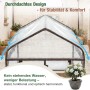 Sekey Foliengewächshaus mit Giebeldach, transparenter Folie und braunem Rahmen. Effektiver Wasserablauf für Stabilität im Garten.