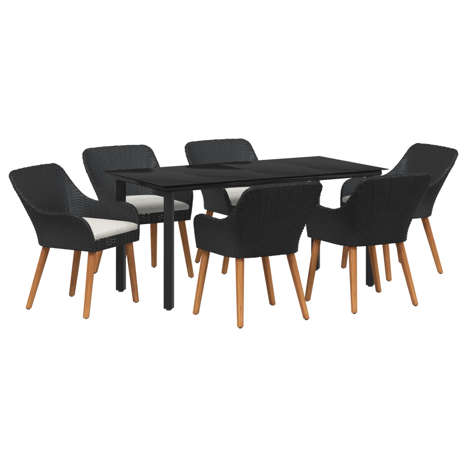 vidaXL 7-Teiliges Garten Esstisch Set Schwarzes Poly Rattan 3261674 günstig online kaufen