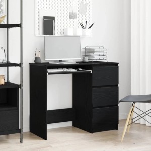 Schreibtisch in Schwarz Eichen-Optik (90x45x76 cm) mit 3 Schubladen aus Holzwerkstoff.