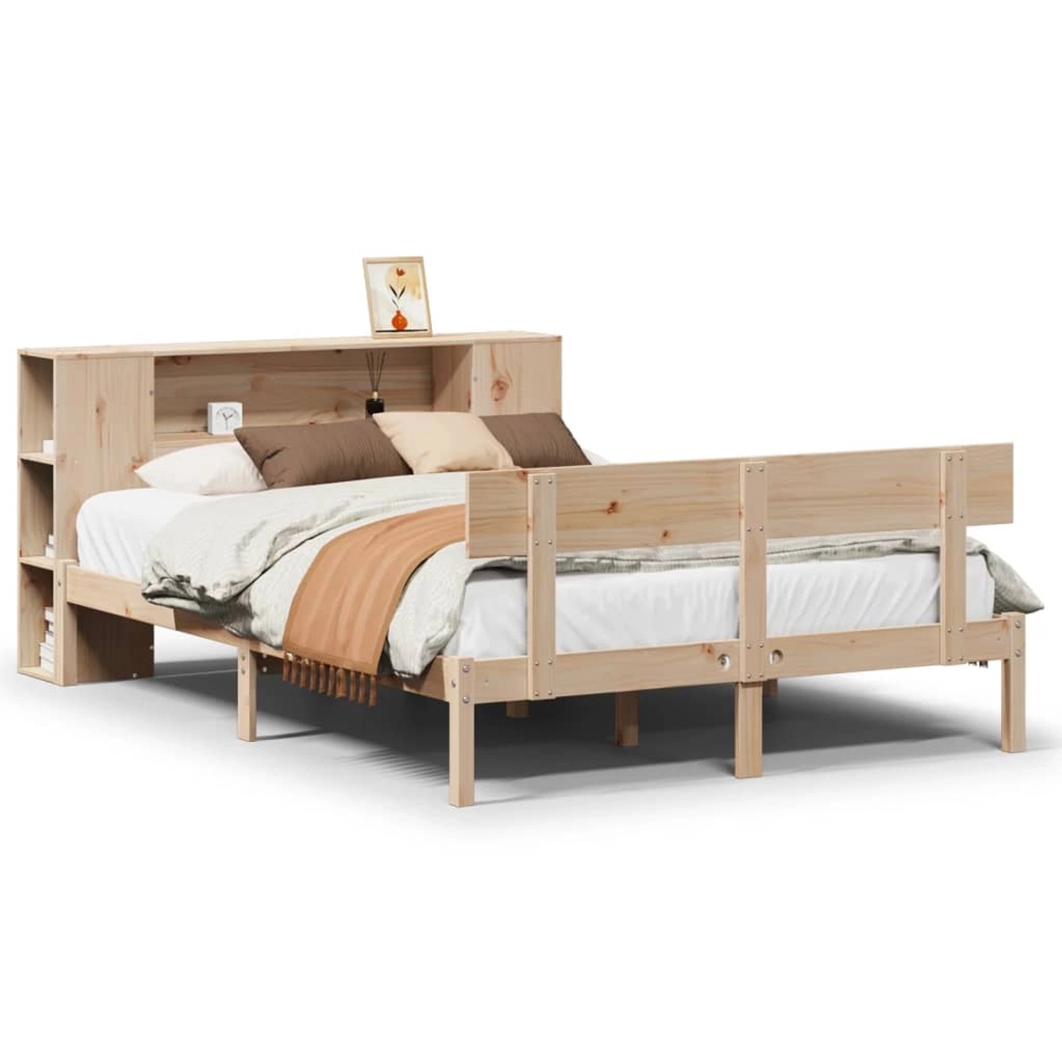 vidaXL Massivholzbett mit Regal ohne Matratze 120x200 cm Kiefer 3321772 günstig online kaufen