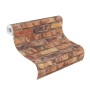 Rasch SK-Tapete Tesa 371925 Clayton Orange mit Ziegelmuster, Rollenansicht.