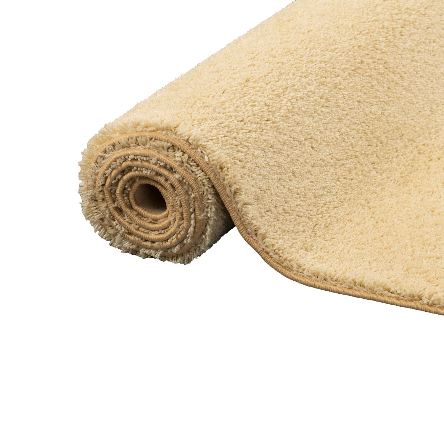 Gerollter, naturfarbener Snapstyle Hochflor Shaggy Teppich Palace, 200x250cm.