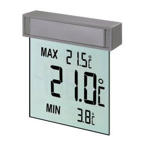 Digitales Fensterthermometer Vision von TFA, grau, mit Max-Min-Funktion.