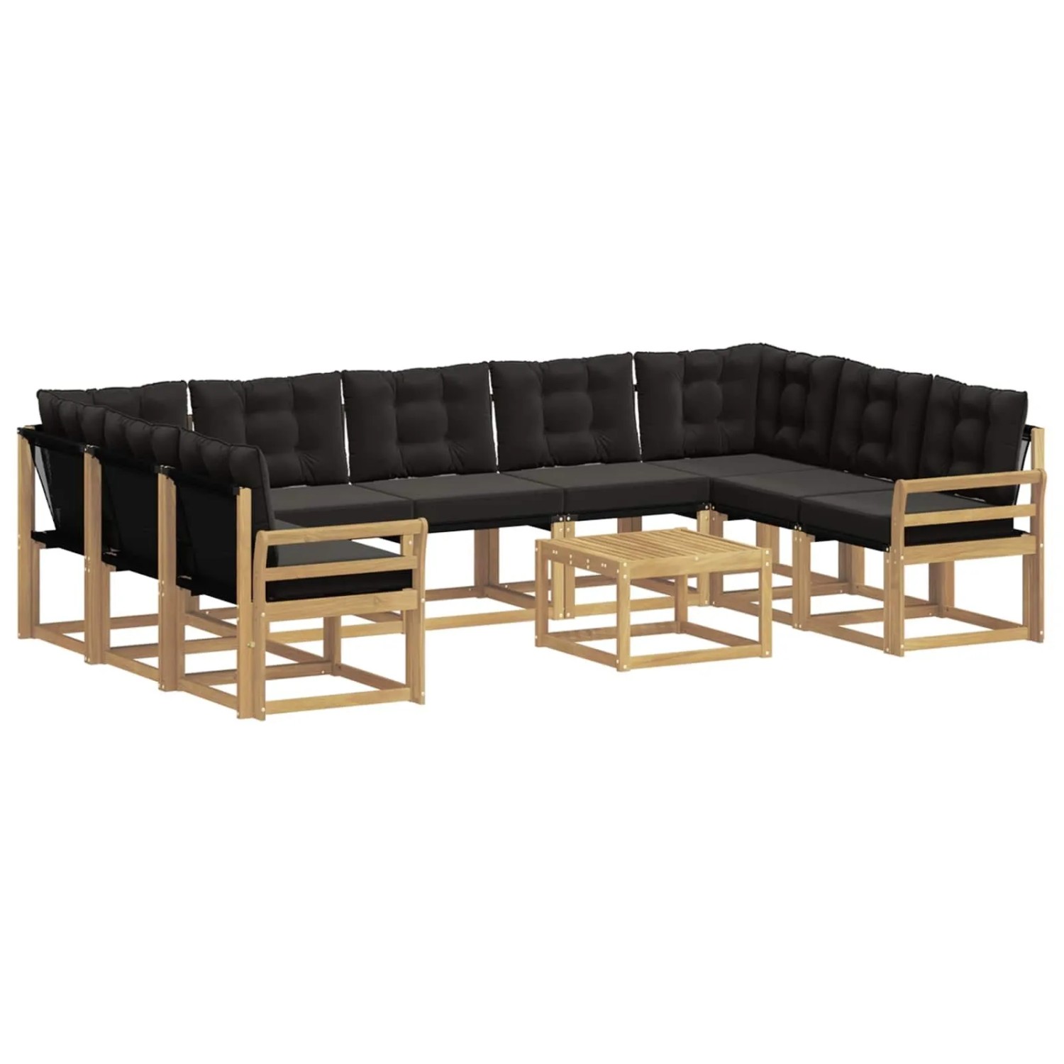 vidaXL Outdoor-Sofagarnitur mit Kissen 10 Stk Weiß und Schwarz 3389886