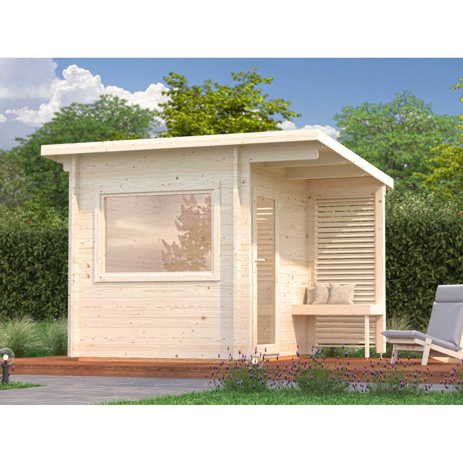 Palmako Sauna Sanna 210 x 210 cm Lackiert Grau-Anthrazit FSC® günstig online kaufen