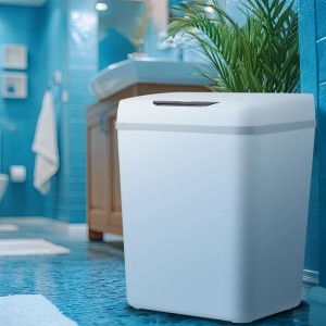 Relaxdays Mülleimer 9 Liter Kunststoff Weiß Sensor 30 cm x 24 cm x 19 cm 790 g