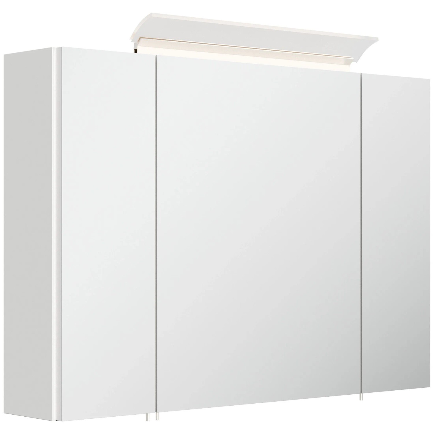 Posseik Spiegelschrank inkl. Design LED-Lampe u. Glasböden 90 cm Weiß Hochglanz