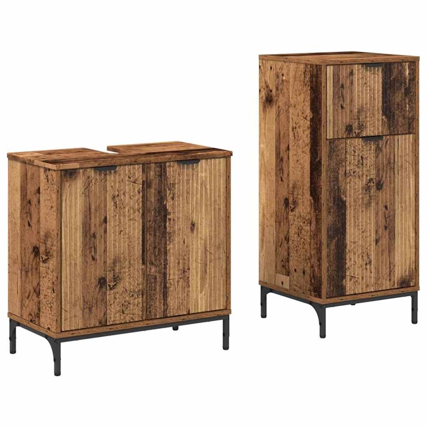 vidaXL Badezimmermöbel-Set mit Tür 2-Tlg Altholz Sperrholz und Metall 33931 günstig online kaufen