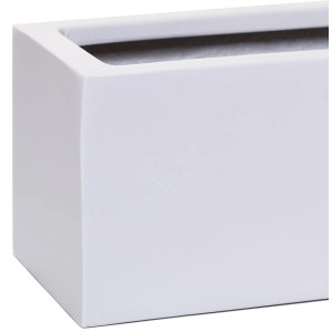 Weißer Vivanno Pflanzkasten Flobo, 45x17x15 cm, aus Fiberglas, für Innen- und Außenbereich.