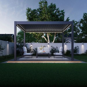 PergoLine E-Superior Elektrische Pergola mit LED Vollaluminium 3x4m Motorisiertes Lamellendach Anthrazit