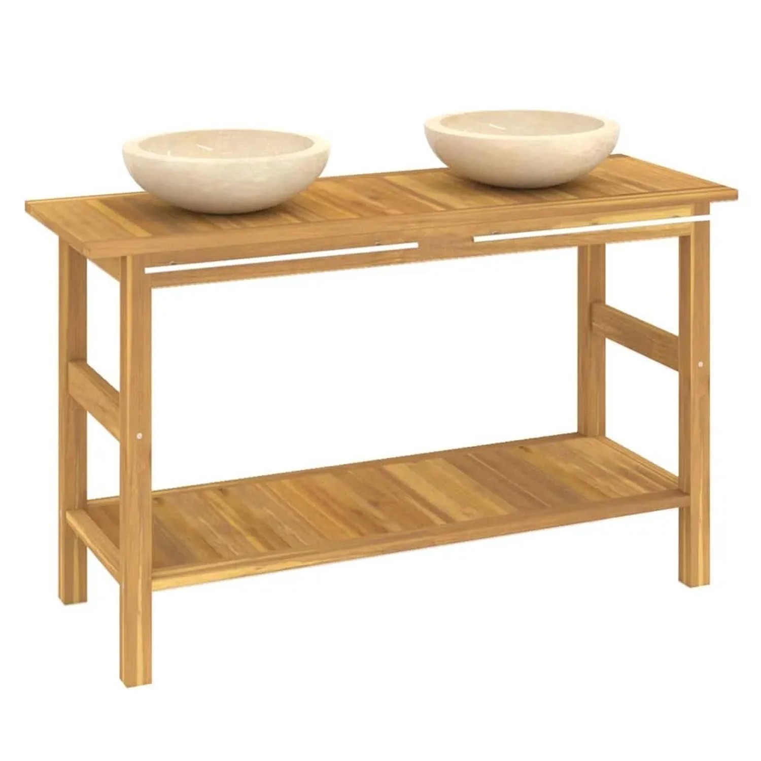 vidaXL Waschtisch mit Creme Marmorbecken Massivholz Teak 3096580