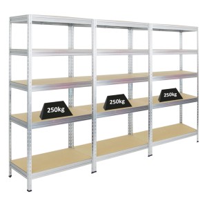 PROREGAL Mega Deal: 3 verzinkte Schwerlastregale (180x90x45cm) mit je 5 Böden und 250kg Fachlast.