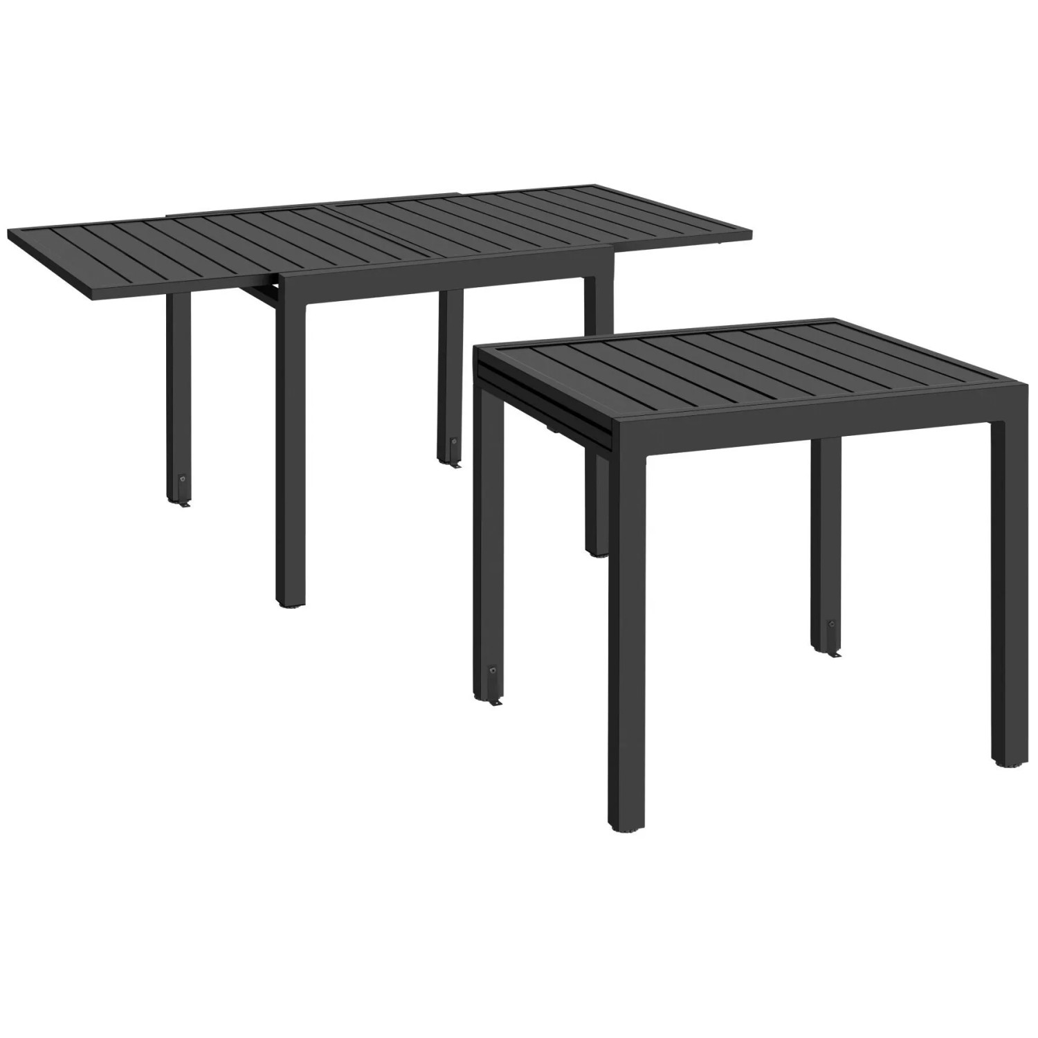 Tectake Aluminium Gartentisch Campos Für 4–6 Personen  Ausziehbar Wetterfest und Uv Beständig 80–160 x 80 x 75 cm 80 x 160 x 75 cm Dunkelgrau