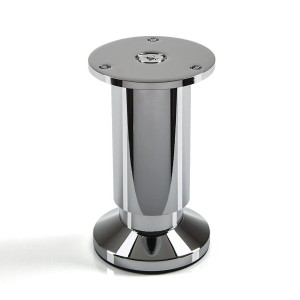SOTECH Möbelfuß ALPHA, 100 mm hohes Möbelbein aus glänzend chrom poliertem Aluminium.