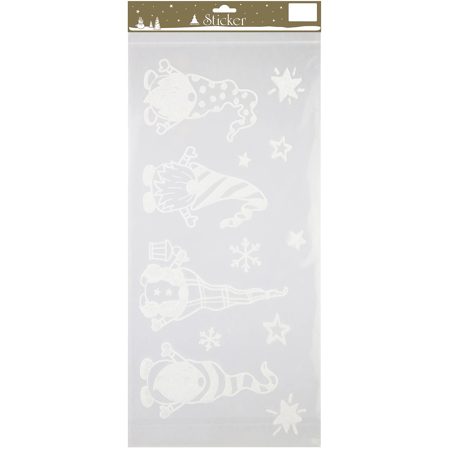 Weihnachts-Deko Sticker mit Mehrere Weihnachts-Deko Wichtel 23 cm x 49 cm Weiß