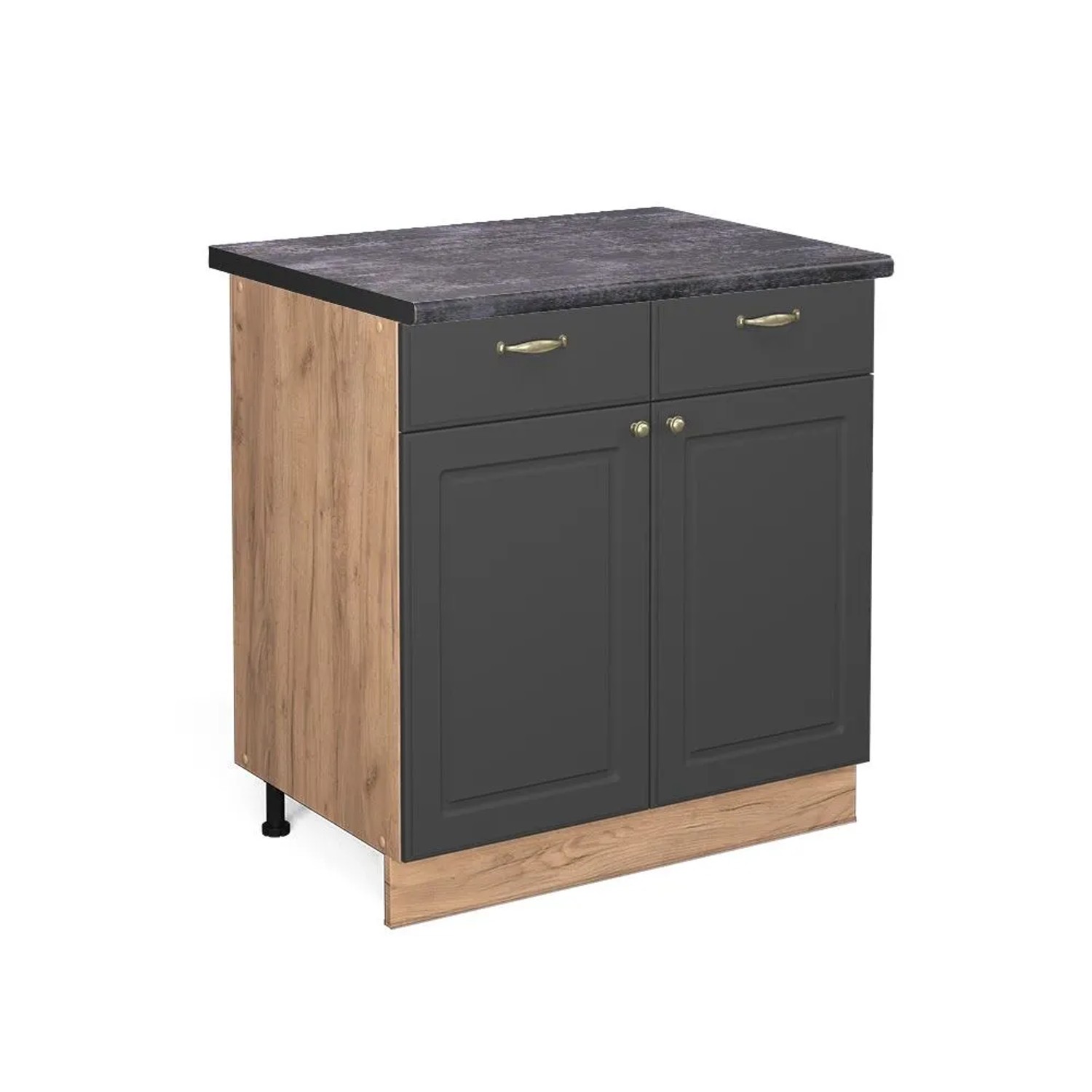 Vicco Küchenunterschrank Fame-Line Anthrazit-Gold Goldkraft Eiche 80 cm AP Anthrazit