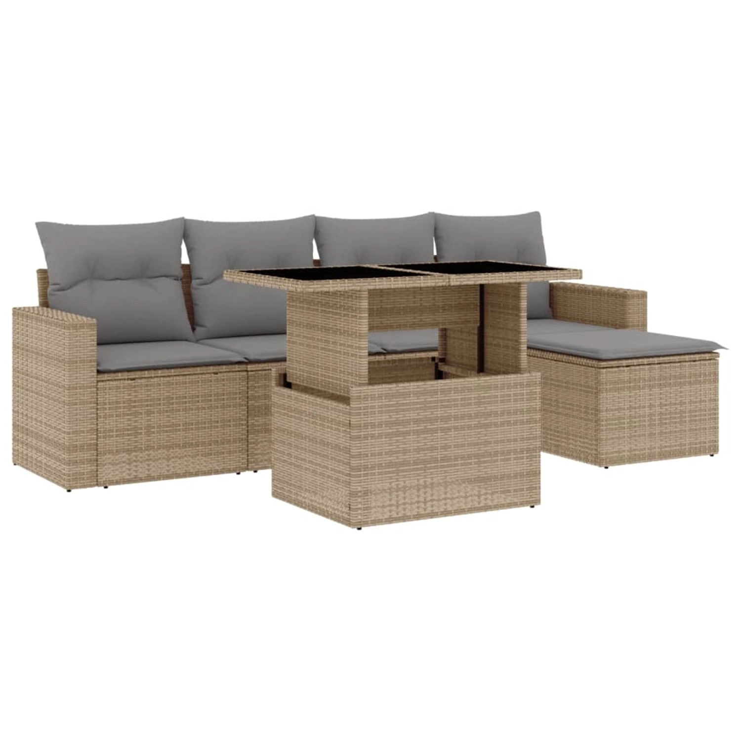 vidaXL 6-tlg Garten-Sofagarnitur mit Kissen Beige Poly Rattan Modell 379 günstig online kaufen