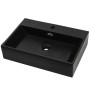Schwarzes Keramik Waschbecken 76x42,5 cm mit Hahnloch für Bad & Gäste-WC