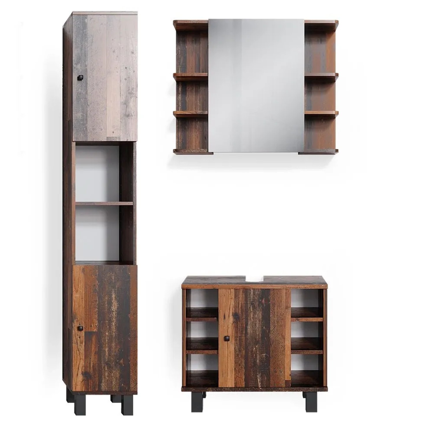 Vicco Badmöbel-Set Fynn Eiche rustikal 60 x 54 3-teilig