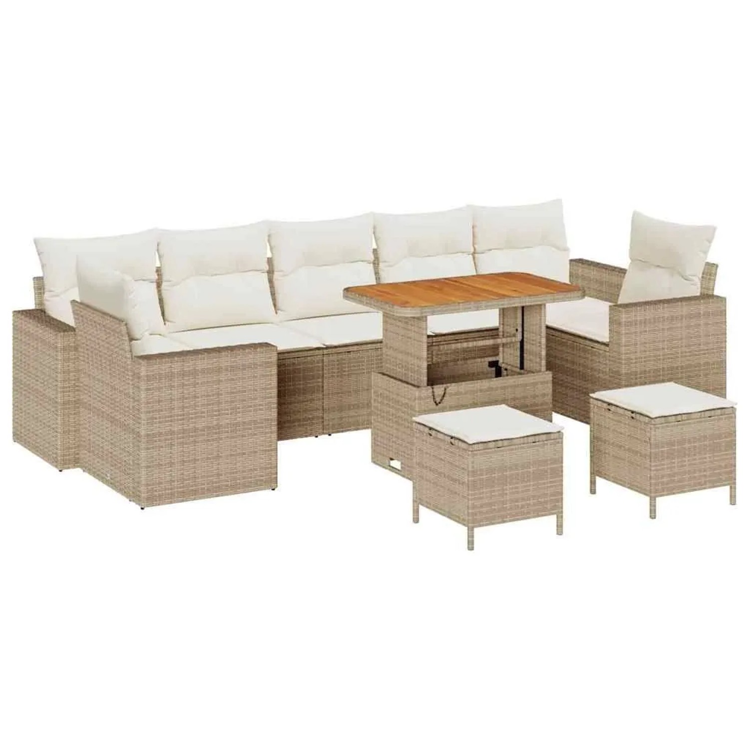 vidaXL Gartensofa-set mit Kissen 13-Tlg Schwarz und Creme Poly-Rattan 33635 günstig online kaufen