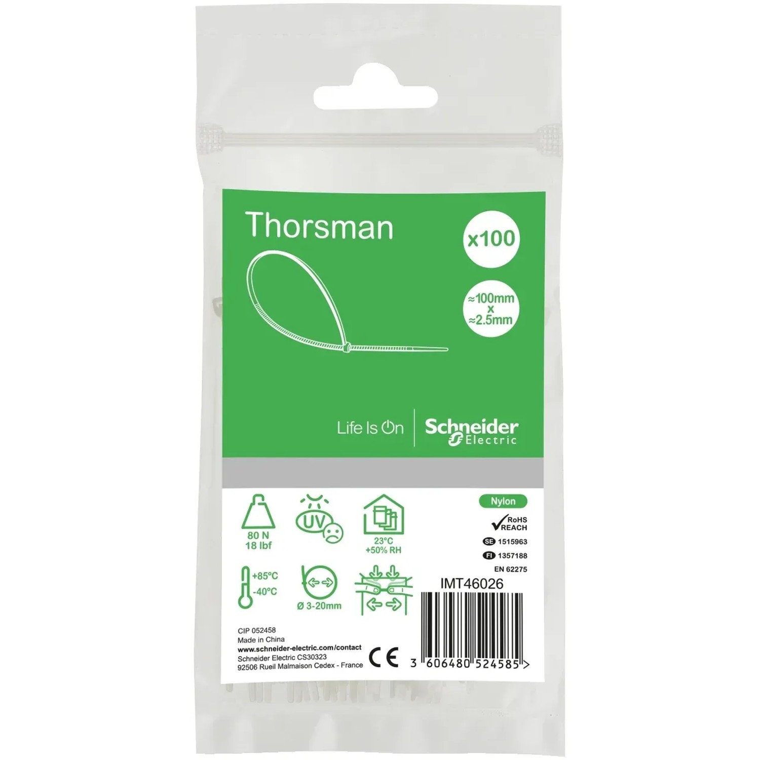 100 stuks Thorsman kabelbinders van polyamide 380 x 7,6 mm, kleur zwart, verschillende maten, gladde afgeronde randen, super duurzaam, zelfborgende kabelbinders voor kabelmanagement