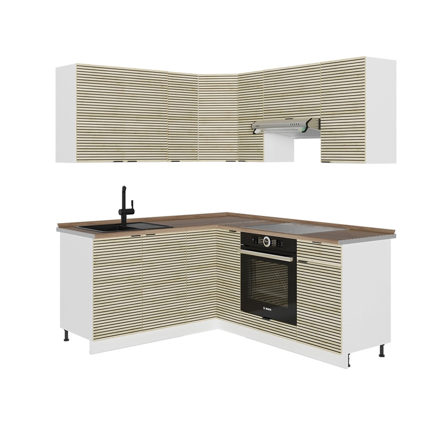 Vicco Fame-Line Eckküche Eiche Paneel/Weiß 160 x 190 cm AP Eiche günstig online kaufen