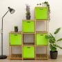 Grüne DuneDesign Filzbox (33x33x38 cm) im Kallax Regal, zur Aufbewahrung.