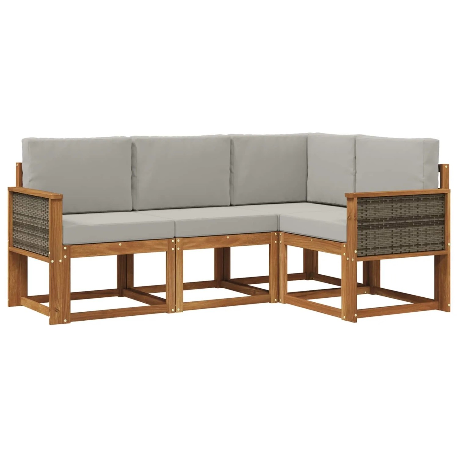 vidaXL Outdoor-Sofagarnitur 4 Stk Natur und Hellgrau Polyester 3385167