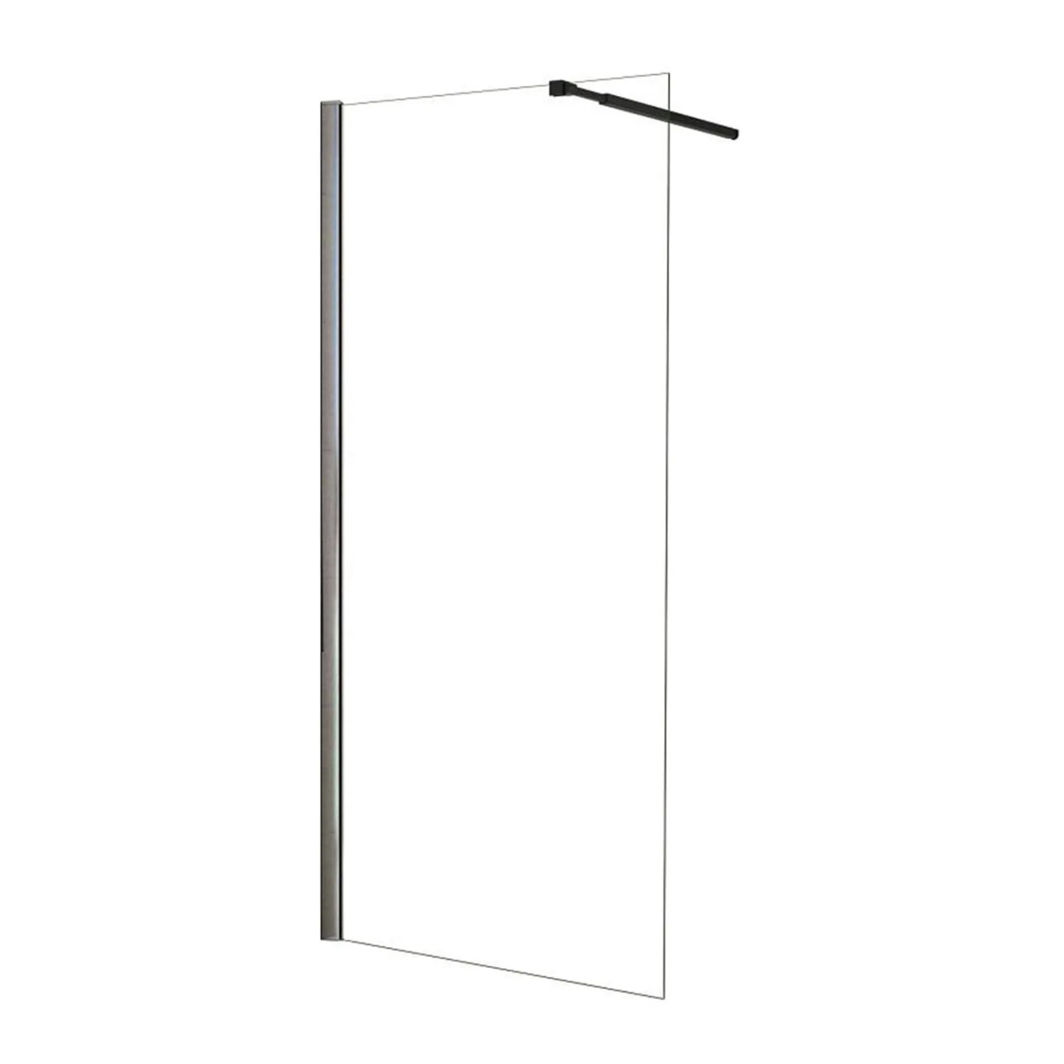 AICA Schwarz Walk In Dusche 76 x 185cm Duschwand Mit Stabilisator 6mm NANO ESG Duschabtrennung Duschtrennwand F084B