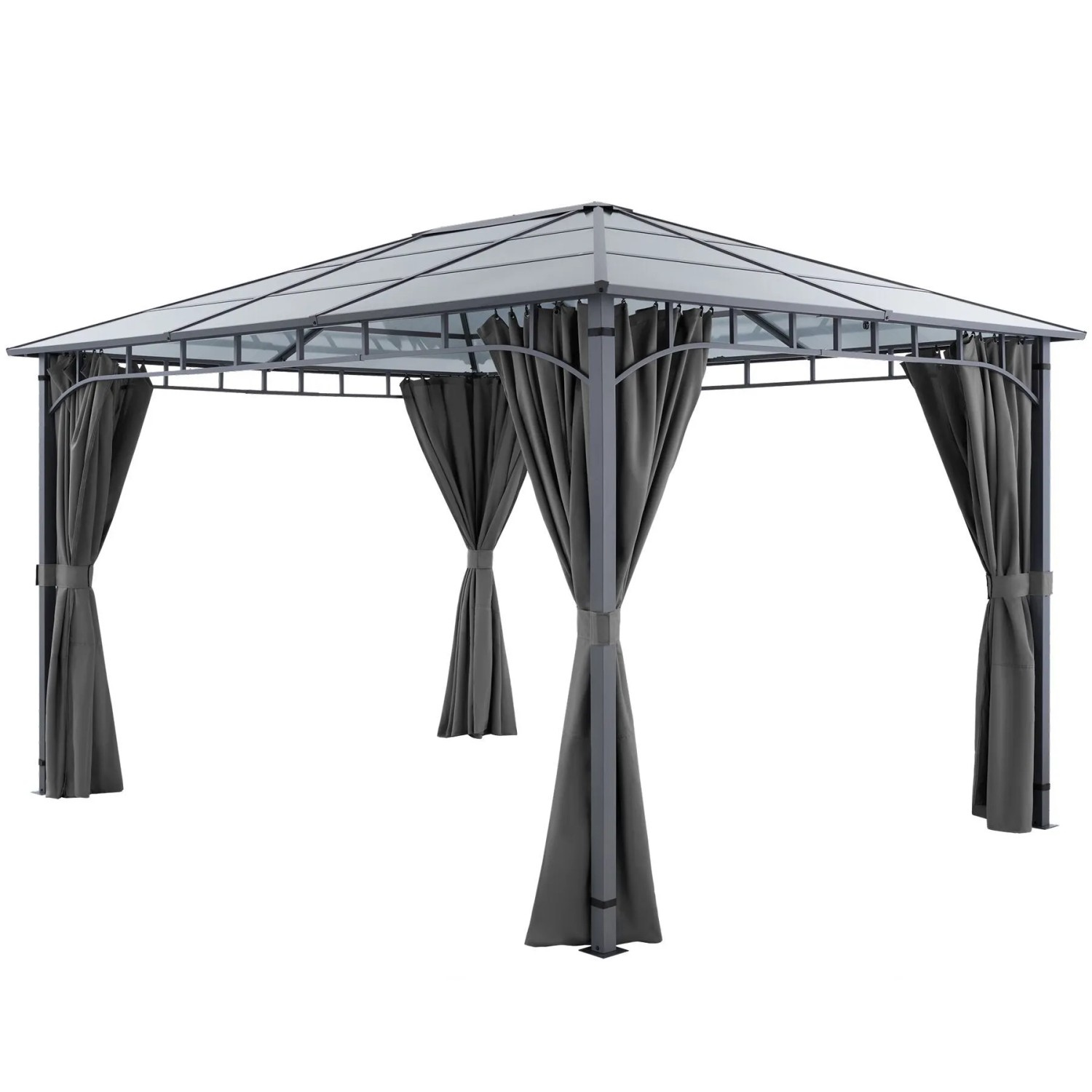 Tectake Gartenpavillon Caracas Mit Aluminiumgestell  Pulverbeschichtet Wetterfest und Uv Beständig 3 x 4 M 400 x 300 x 263 cm Grau