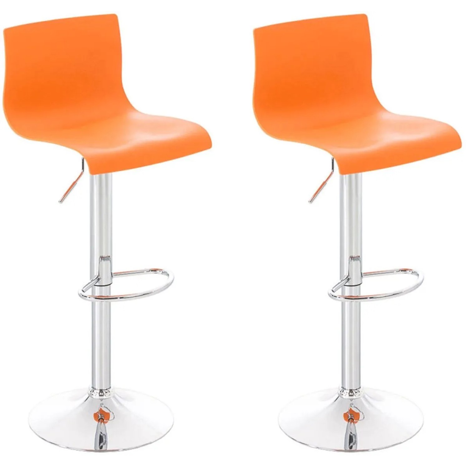 DELUKE 2er Set Barhocker PESAN Kunststoff Orange 39x36x84cm Silber Barstuhl Höhenverstellbar Mit Lehne Drehbar Tresenhocker Tresenstuhl