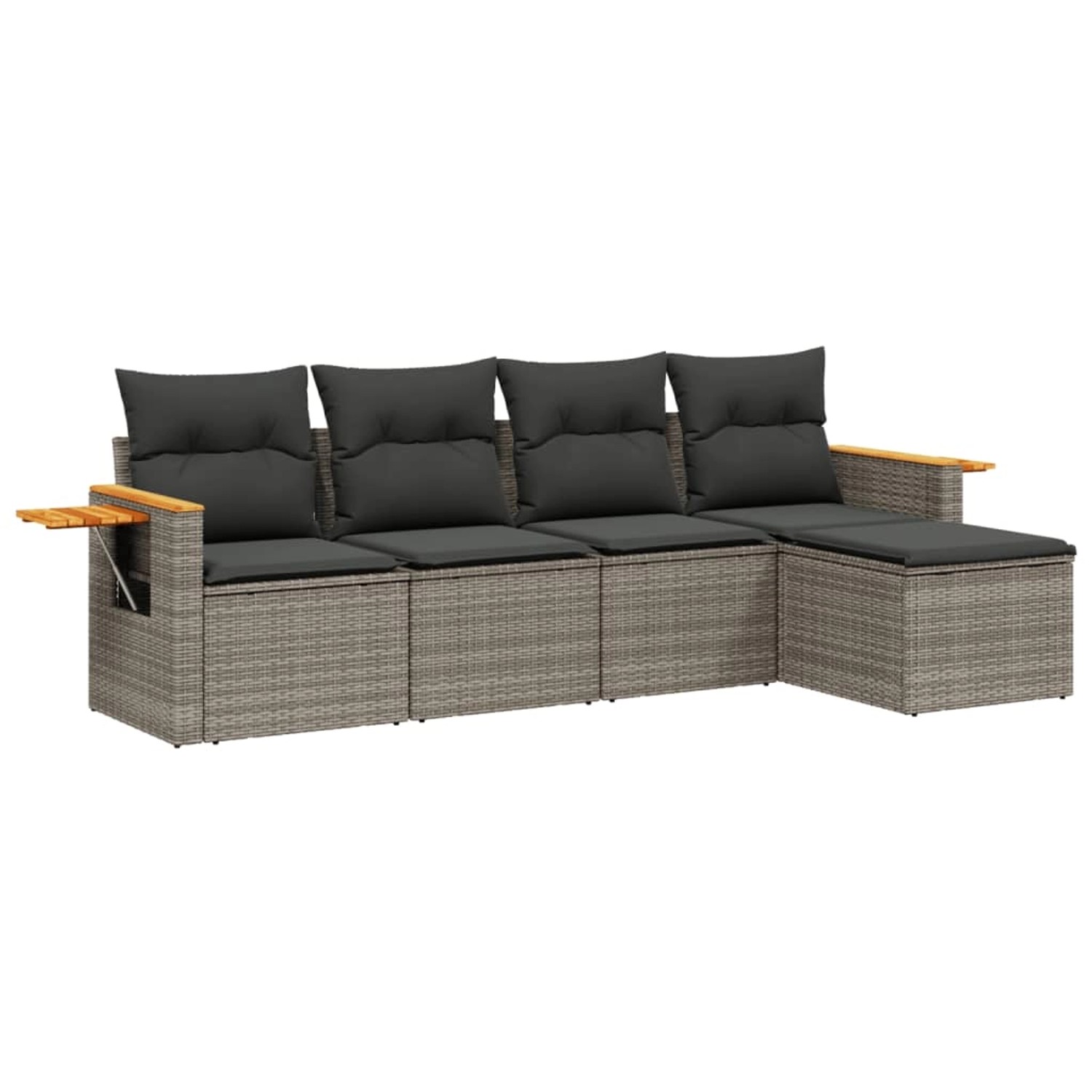 vidaXL 5-Tlg Garten-Sofagarnitur mit Kissen Grau Poly Rattan 3259162 günstig online kaufen
