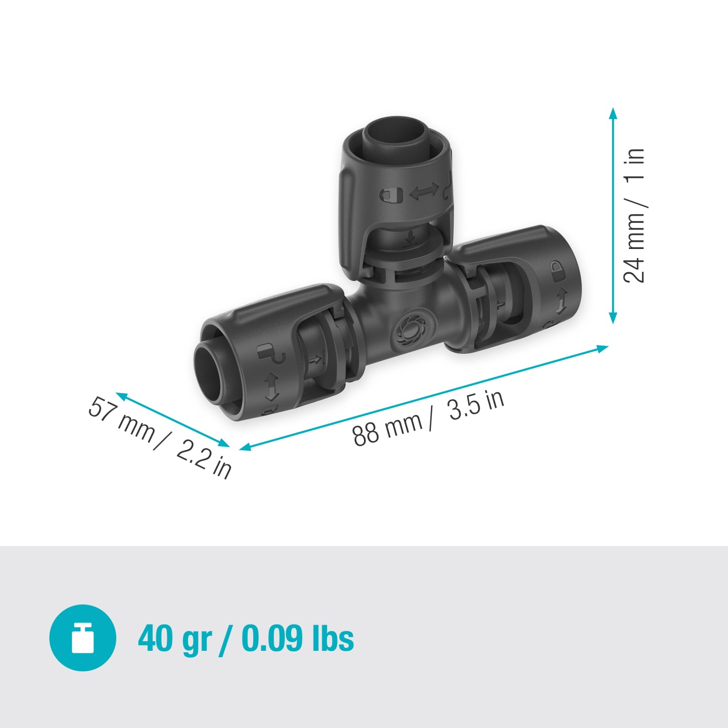 Gardena T-Stück 13 mm (1/2") für Micro-Drip-System, 2er-Set zur einfachen Abzweigung von Rohren.