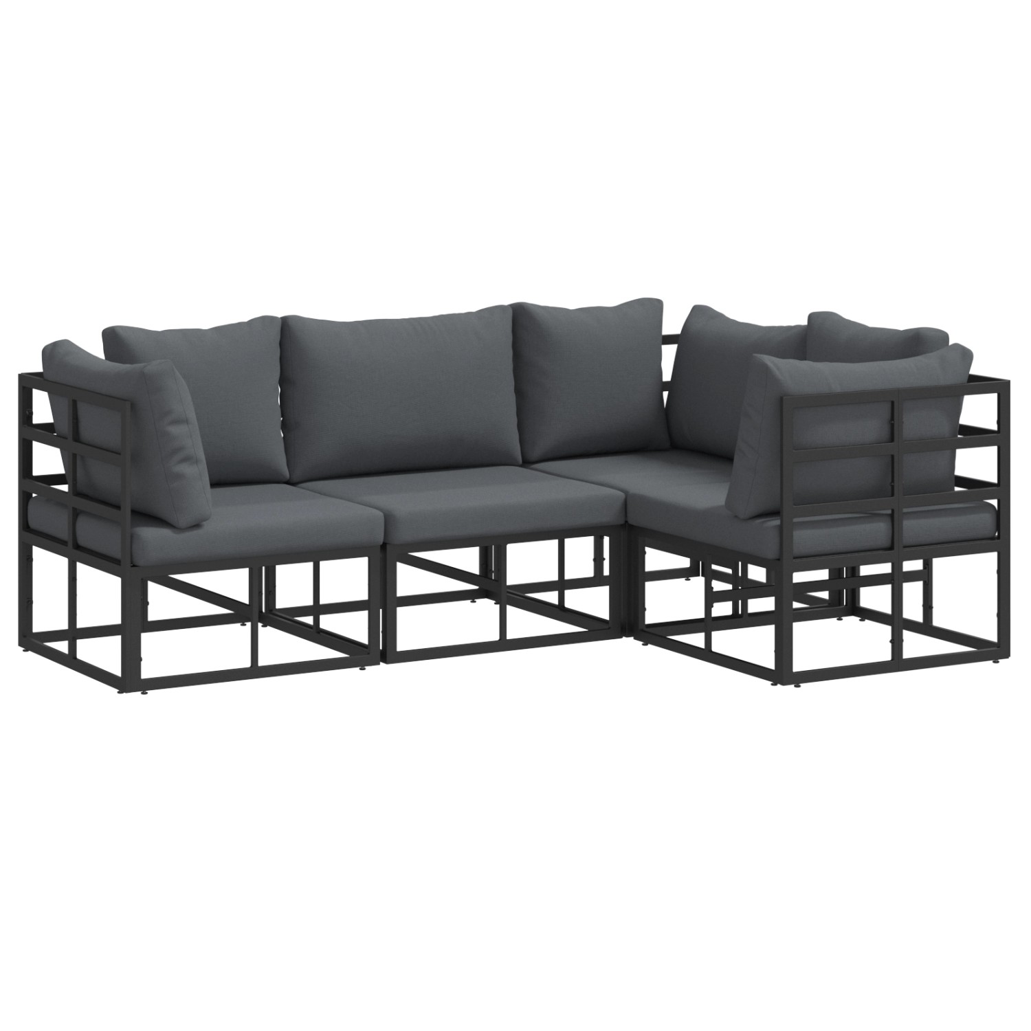 vidaXL Garten-Sofa-Set mit Kissen 4-Tlg Schwarz Aluminium 3378864 günstig online kaufen