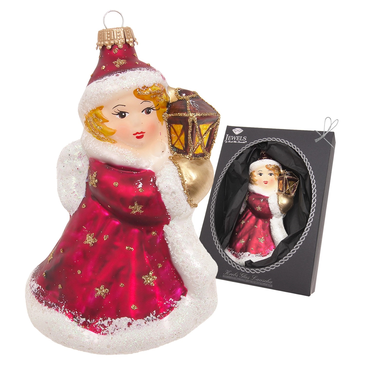 Krebs Glas Lauscha Weihnachtsornament Engel mit Laterne 1-tlg. 8cm günstig online kaufen