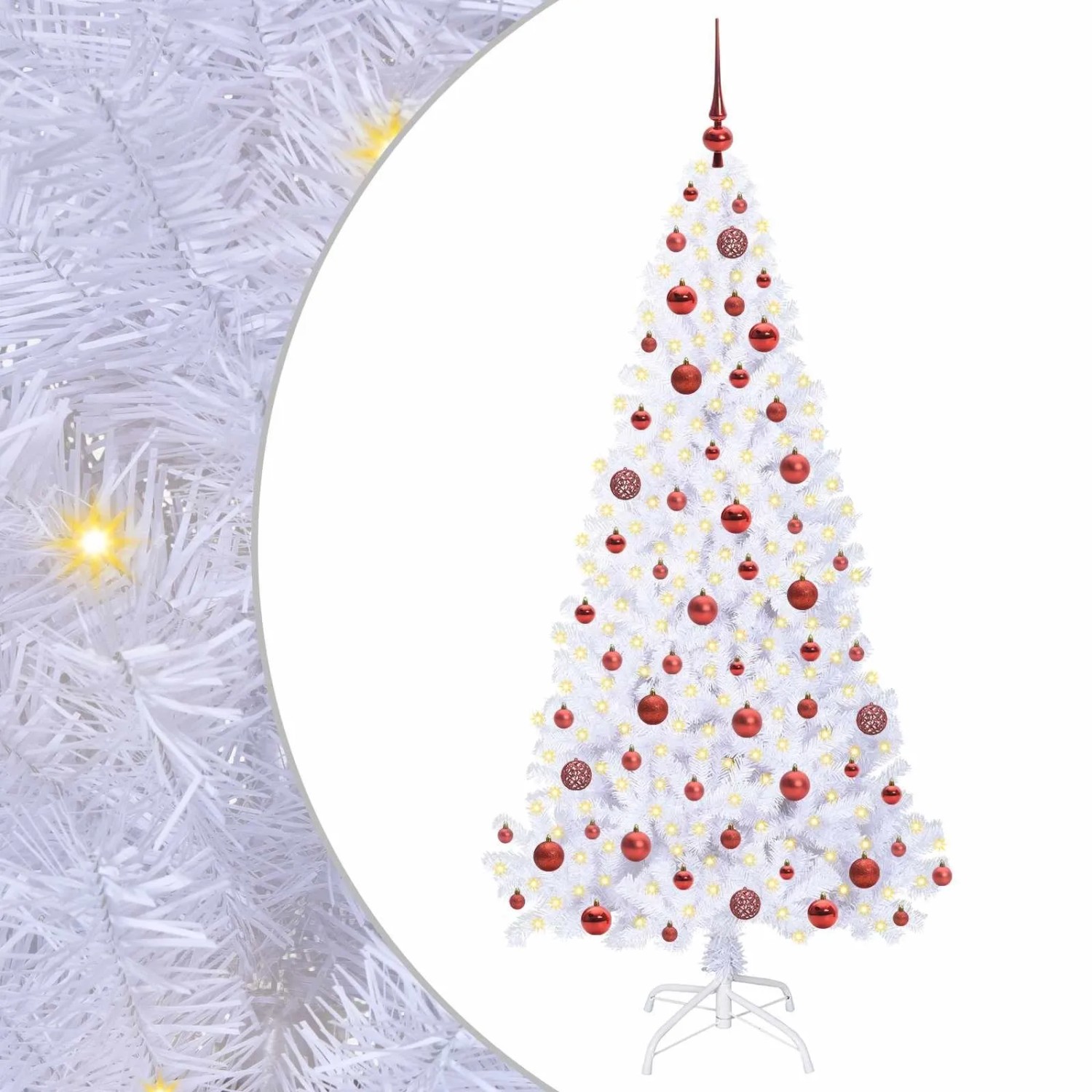 vidaXL Künstlicher Weihnachtsbaum Weiß 180 cm PVC und Stahl 3426767