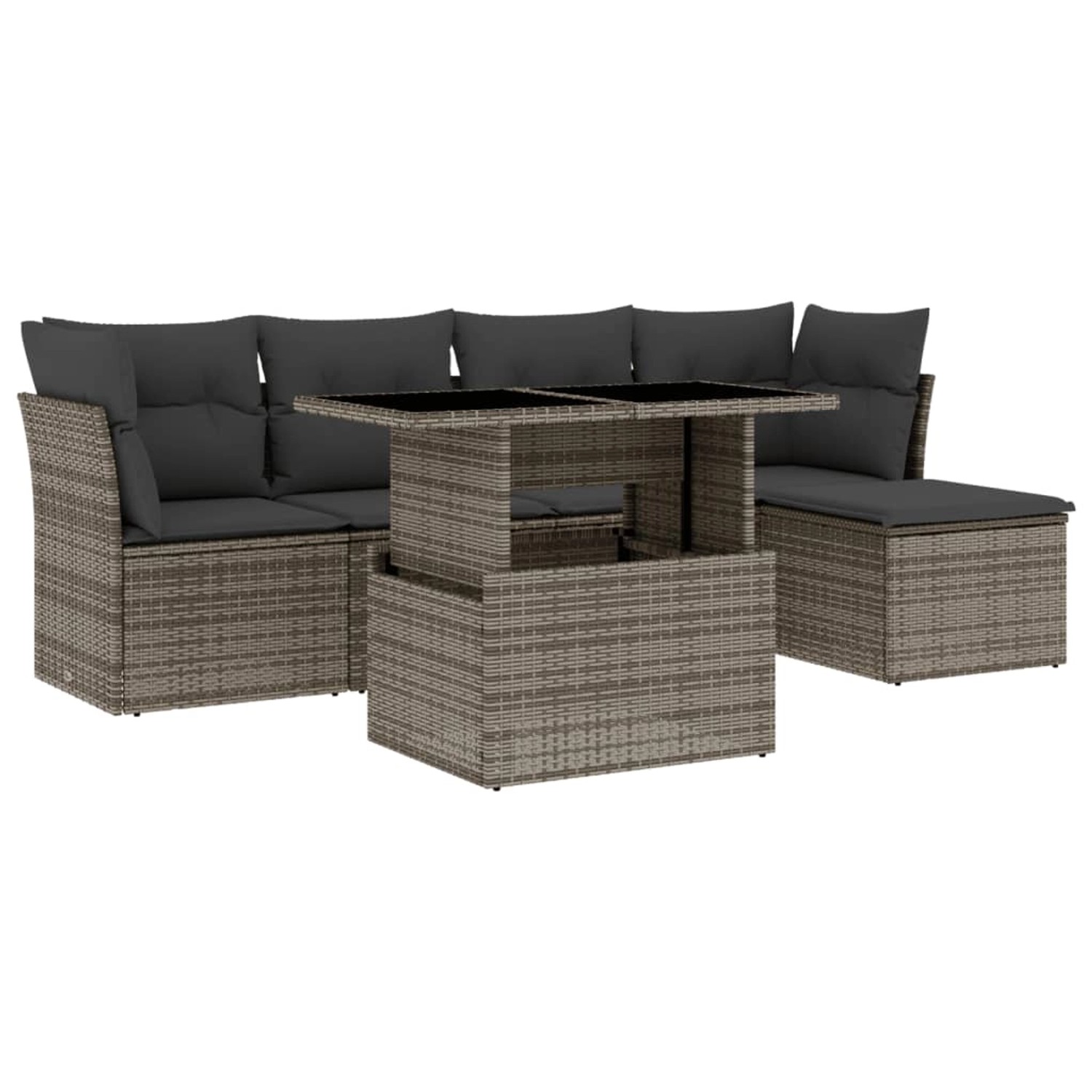 vidaXL 6-tlg Garten-Sofagarnitur mit Kissen Grau Poly Rattan Modell 159 günstig online kaufen