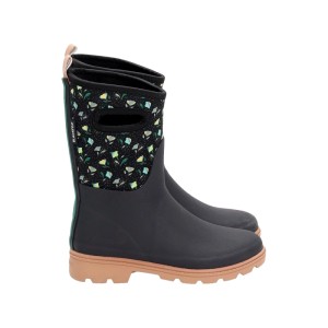 Blackfox Halbstiefel Erin, Gr. 40, schwarz mit Blumenmuster, ideal für Gartenarbeit.