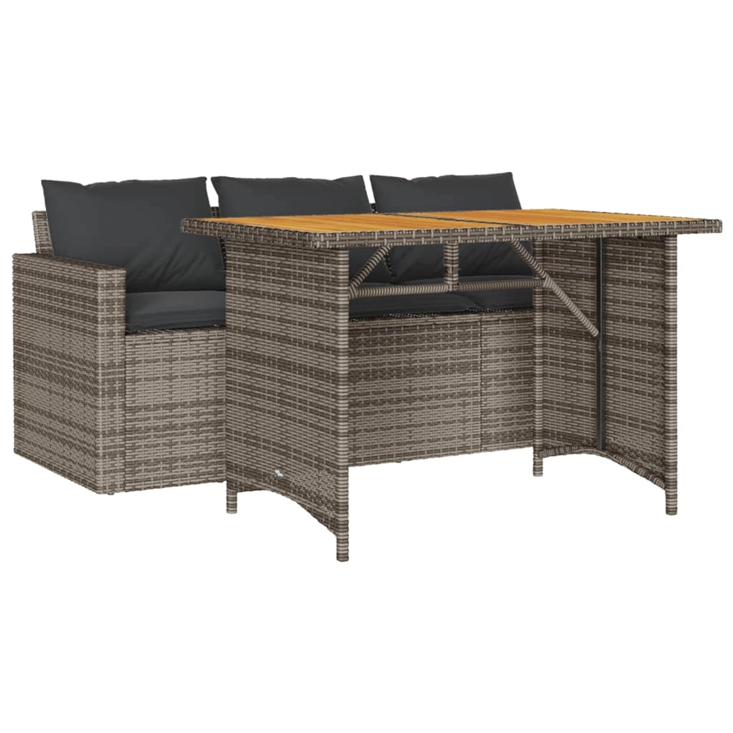 vidaXL 2-Tlg Garten-Essgruppe mit Kissen Grau Poly Rattan 366337 günstig online kaufen