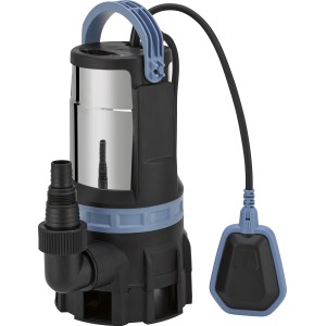 Tauchpumpe Klar- und Schmutzwasser, 1000 W, Edelstahlgehäuse und Schwimmerschalter.