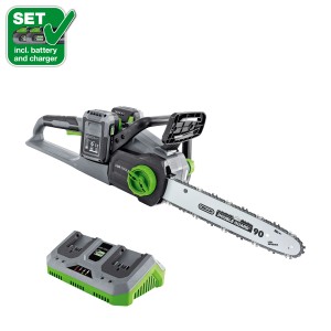 LUX Akku-Kettensäge Set mit 2 Akkus und Ladegerät. Kabellose Motorsäge für Gartenarbeiten.