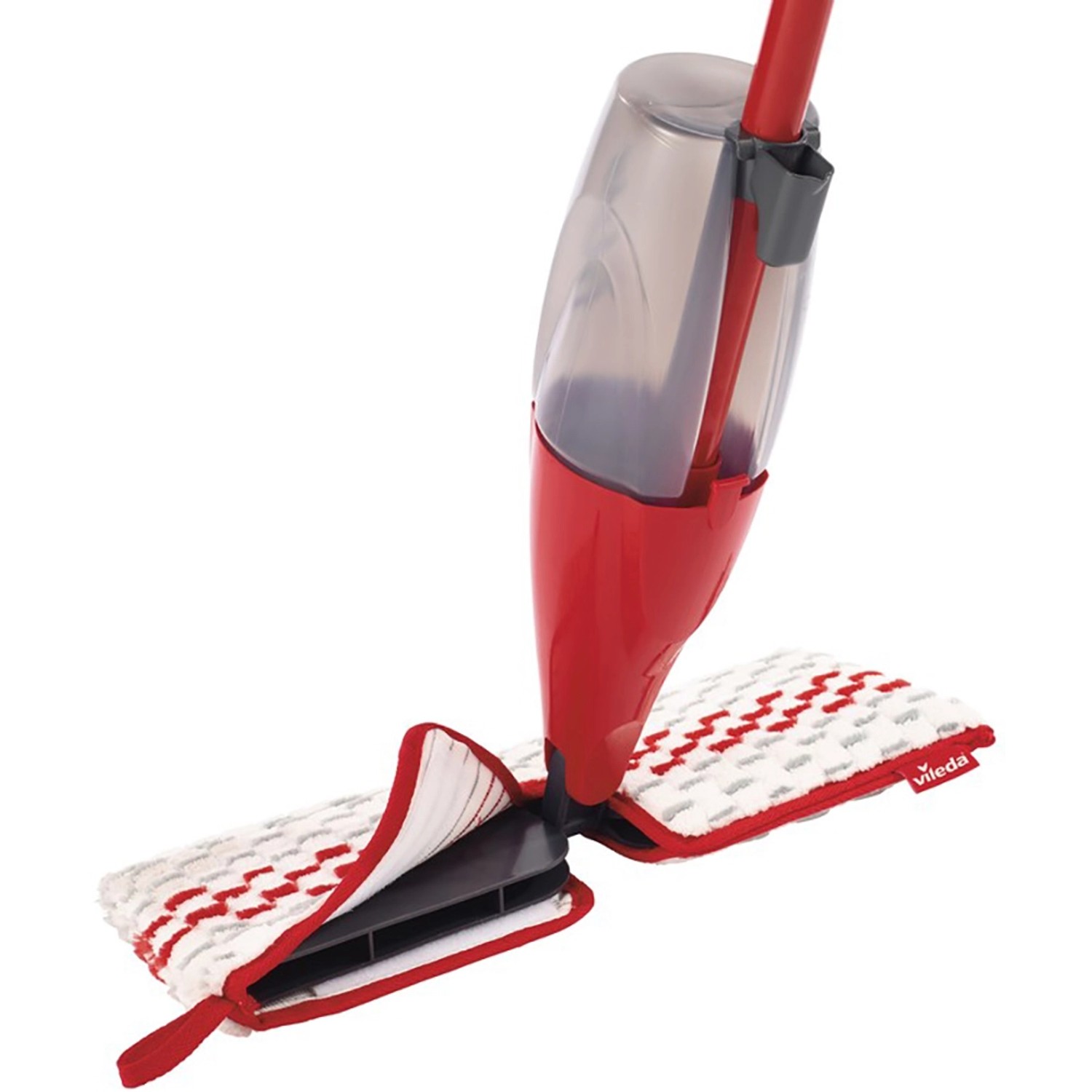 Vileda Sprüh-Wischer 1-2-SprayMax mit rotem Griff und Tank, Reinigungsgerät für Böden.