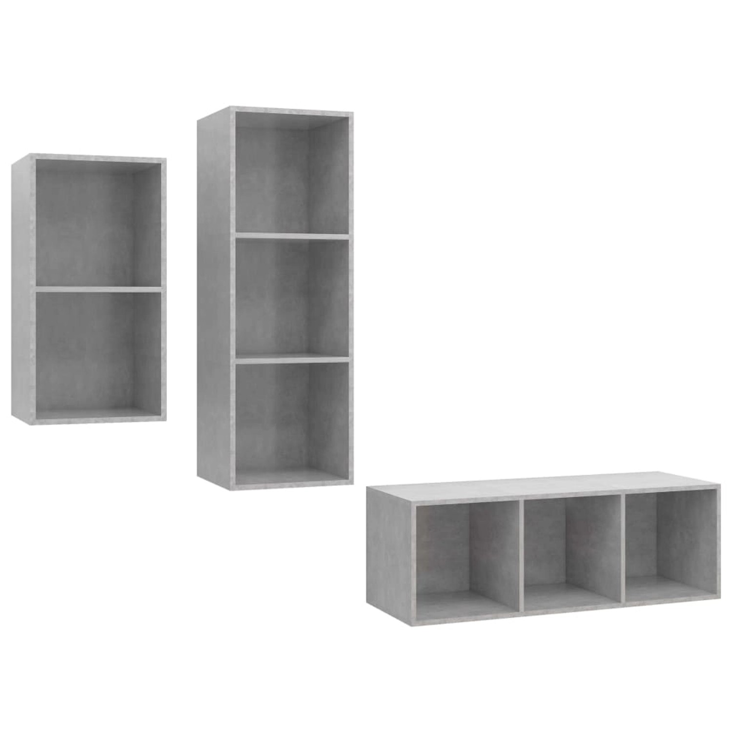 vidaXL 3-Tlg TV-Schrank-Set Betongrau Holzwerkstoff 3079632