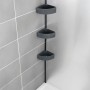Wenko Teleskop-Eckregal Villata mit 3 grauen Körben in einer Dusche.