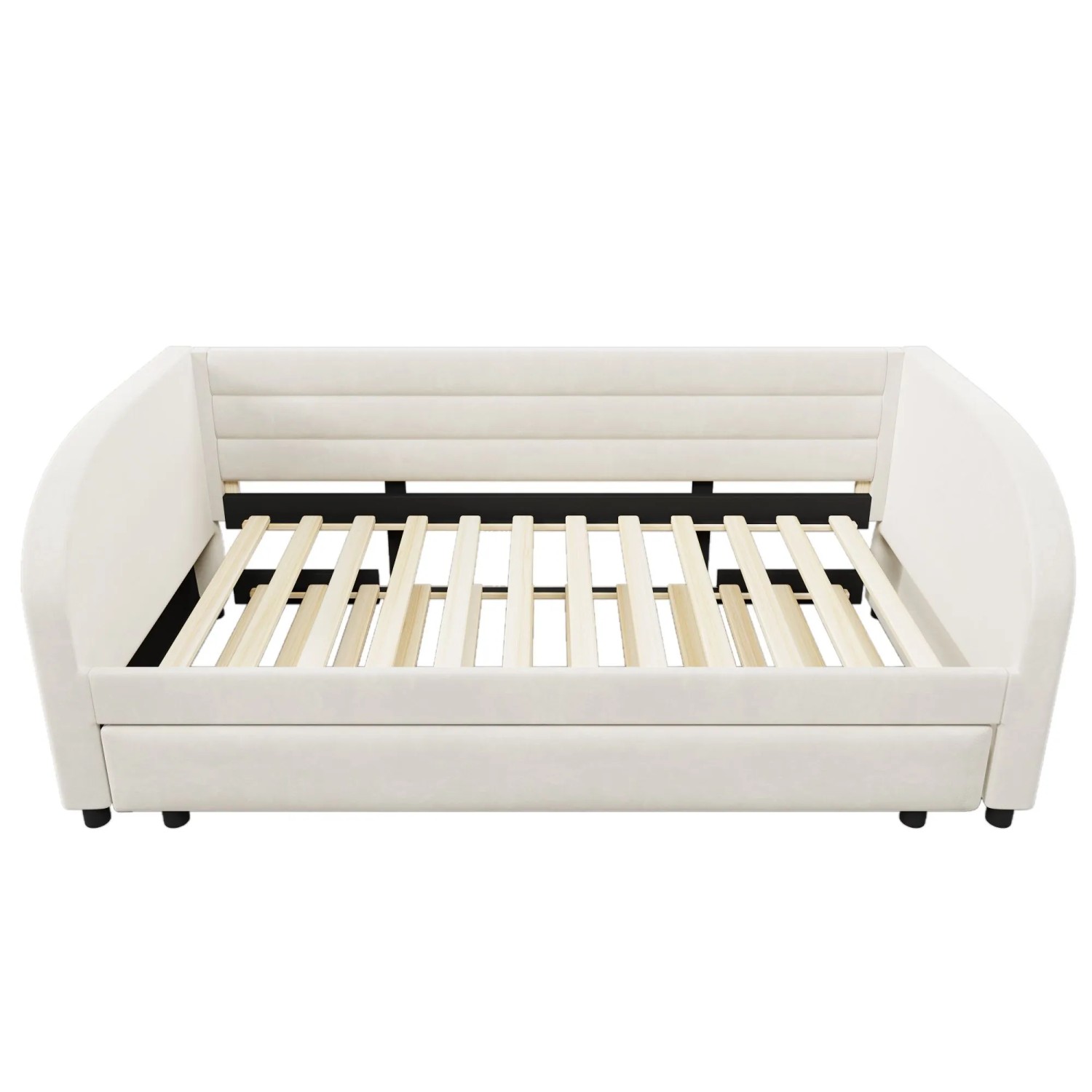 Merax Plattformbett 90x200cm Ausziehbett LED Beige