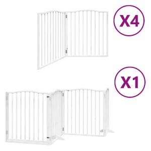 vidaXL 12 Tlg Hundetor mit Tür Faltbar Weiß 960 cm Pappelholz 3155624