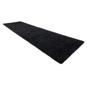 Schwarzer RugsX Teppich Soffi, 60x250 cm, Shaggy-Flor für Wohn- und Schlafzimmer.